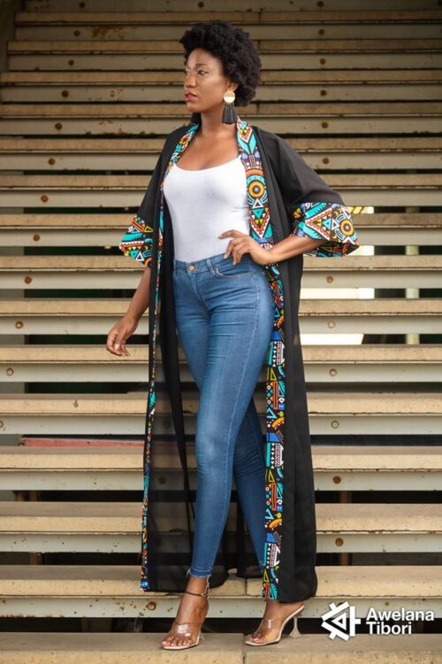 Mia chiffon ankara patched kimono